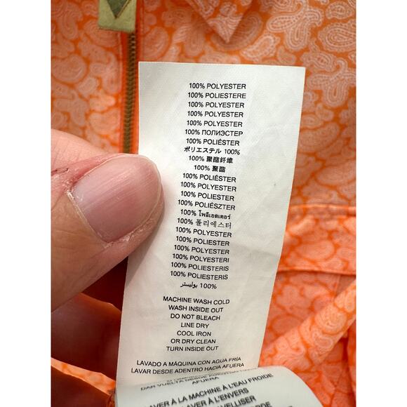 MICHAEL KORS | Orange Paisley Zip Front Blouse Top | Medium - Picture 6 of 6